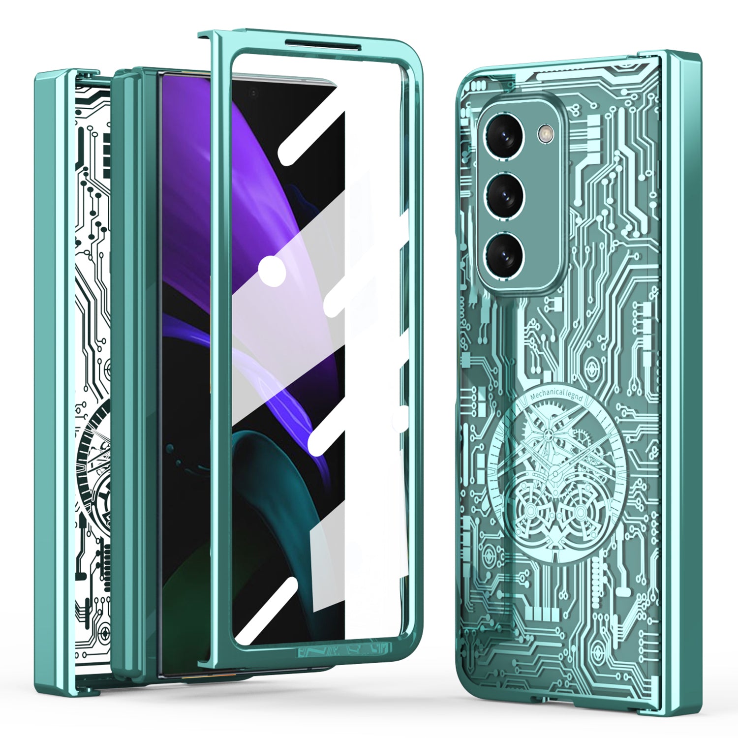For Samsung Galaxy Z Fold2 5G Mechanical Legend Series Hinge Protection Phone Case Hard PC Electroplating Cover with Tempered Glass Film For Samsung Galaxy Z Fold2 5G Mechanical Legend Series Hinge Protection Phone Case Hard PC Electroplating Cover with Tempered Glass Film